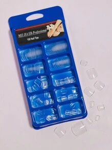 100 chiếc, Đầu móng chân vuông ngắn trong suốt, Đầu móng chân giả acrylic, Đầu móng chân nhân tạo ngắn để làm móng tay có hộp, 10 kích cỡ Móng tay cho gia đình DIY Nails Beauty Press On Nails Đồ dùng làm móng - Trong sáng - Xem 2