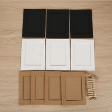 1 Set/10pcs Creative Hanging Paper Photo Frame, With Rope Clips, Pure Black/White/Craft Color, For 3/5/6/7 Inch Photos Gifts Birthday Graduation - Kraft Paper Color - View 9