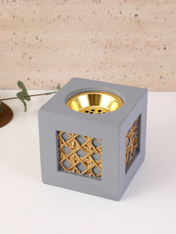 Moderner minimalistischer quadratischer Räucherstäbchenbrenner aus Harz mit imitiertem gewebtem Muster für die Heimdekoration
