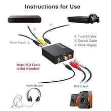 192KHz DAC Converter, Digital SPDIF Toslink To Analog Stereo Audio R/L Converter Adapter With Optical Cable, Power Adapter For PS3 PS4 Xbox HDTV Blu-Ray Sky HD Apple TV - Black - View 3