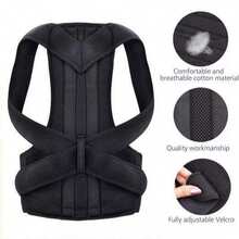 1 pieza Soporte lumbar ajustable para yoga, ayuda a mejorar la postura, disponible en múltiples tallas (Negro) - Negro - Ver 4