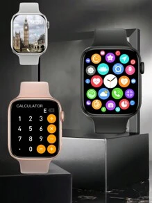 1pc Bluetooth-Enabled Men's/Women's Silicone Strap Square Dial Smart Watch, Multi-Functional Including Sport Pedometer, Call Notification, Heart Rate Monitor, Water Resistant, Compatible With IOS/Android Devices