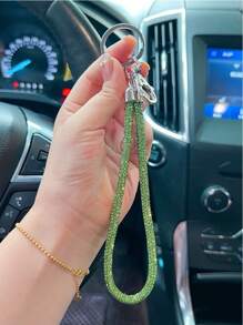 Correa de teléfono con strass de moda con llavero para mujeres, decoración colgante brillante para bolso y llavero con correa para la muñeca, regalo, recuerdo, accesorio para coche, dije para mochila, accesorio escolar, gótico, Y2k