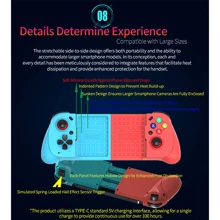 Mando inalámbrico Mocute 062 para juegos en teléfonos Android con efecto Hall de simulación de activadores de juegos - rojo y azul - Ver 8