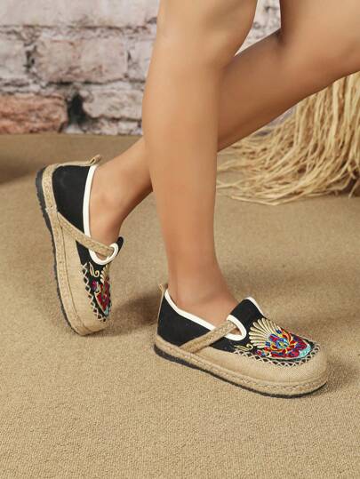 New Fashion Linen Canvas Women Loafers Slip-On Flat Fisherman Shoes For Women