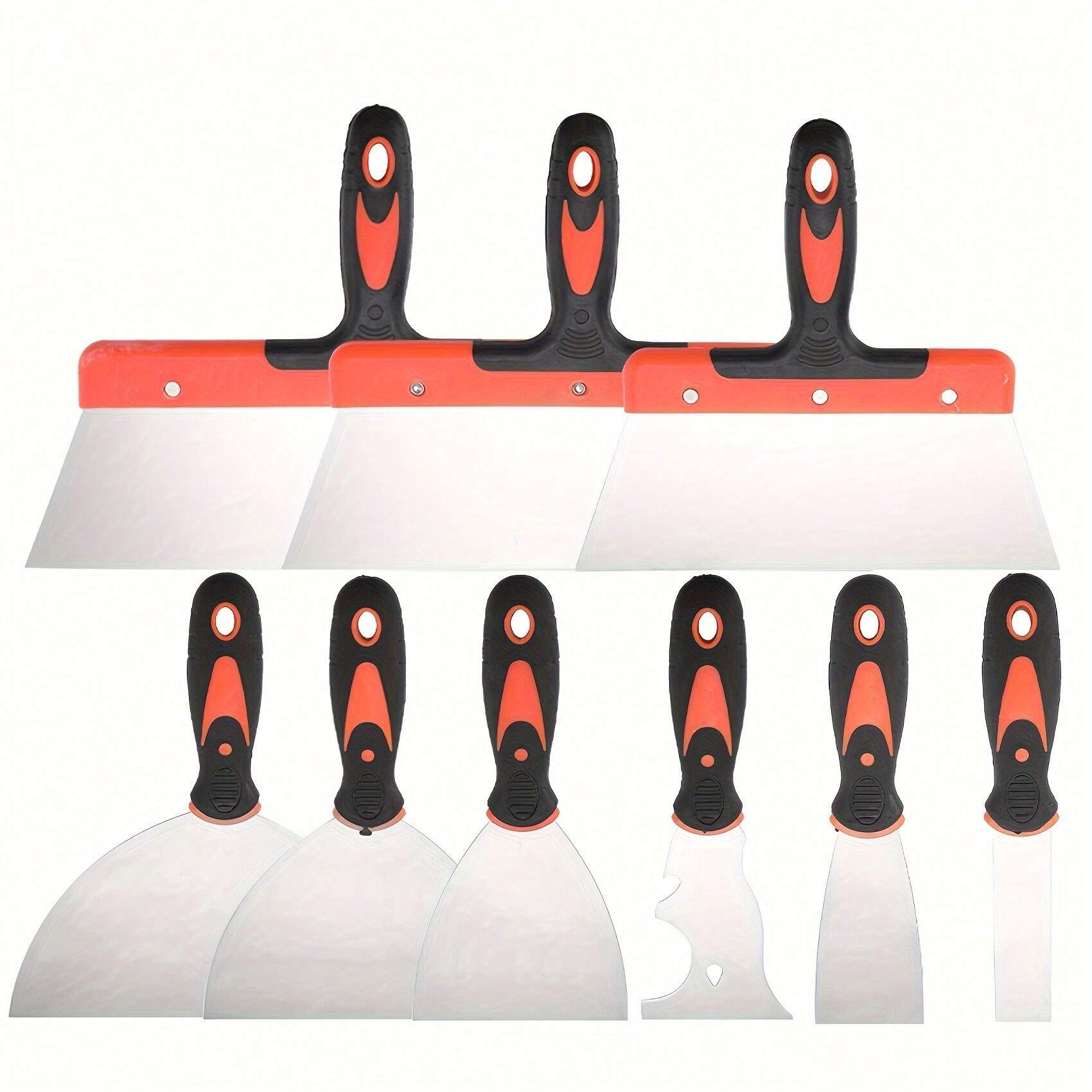 9PCS Putty Knife, Stainless Steel, Paint Scraper Tool Set With Tape