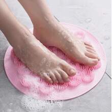 1pc Pink Exfoliating Shower Massage Scrub, Bathroom Non-Slip Shower Mat, Back Massage Brush, Silicone Foot Cleaning Body Bath Tool Home Bathroom Decor Bath Rug Floor Carpet Outdoor Rug Door Mat Fall Decor Bathroom Accessories Back To School Entryway Decor