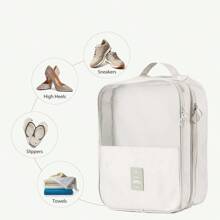 3-Pair Shoe Travel Bag, Travel Essentials Carry-On Luggage Accessories, Hanging Shoe Storage Bag, Large Capacity, Multi-Functional, Machine Washable, Space-Saving Suitcase Organizer, Durable Polyester, Multi-Compartment, Suitable For Shoes And Accessories, All Seasons