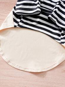 Cute Bear "Let's Go" Graphic Pet Clothes, Striped Cat/Dog T-Shirt - Apricot - View 6