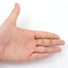 1 par de aretes colgantes de acero inoxidable con signo del zodíaco de moda para mujeres - Amarillo Oro - Ver 3