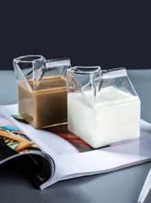 1件/2件/4件日式方形玻璃牛奶盒家用鲜牛奶早餐耐高温玻璃杯350ml - 無色 - 查看 6