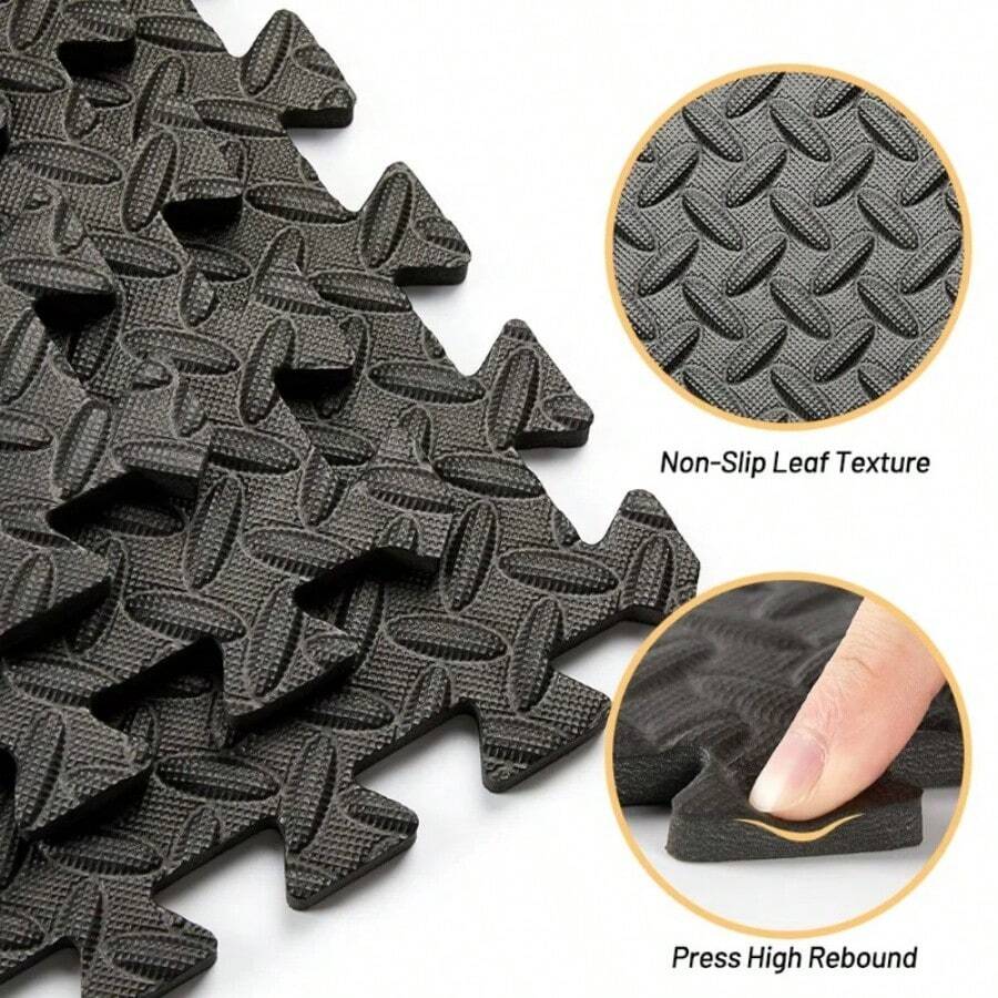 4pcs/8pcs Waterproof EVA Rubber Fitness Floor Mats With Interlocking