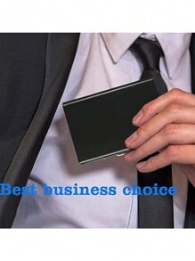 Cartera de acero inoxidable para tarjeta de crédito, titular de la tarjeta de crédito, titular de la tarjeta de visita, cubierta de metal del acero inoxidable para tarjetas de nombre, bolsillo impermeable multifunción para mujeres y hombres - Negro - Ver 4