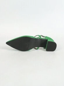Women Fashionable Pointed Toe Elegant High Heel Shoes - Green - View 8