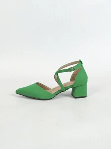 Women Fashionable Pointed Toe Elegant High Heel Shoes - Green - View 7