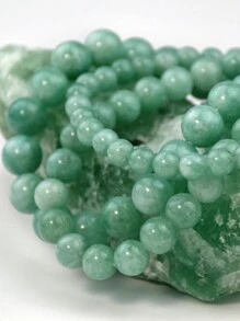 1pc Vintage Natural Jade Elastic Rope Bracelet, Blessing Wristband, Suitable For Daily Wear - Green - View 4