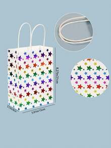 Bolsas de fiesta de colores aleatorios, bolsa de regalo con asas, bolsa de papel kraft para compras, suministros de cumpleaños, bolsa de caramelos y regalos, bolsa de obsequios, bolsa reutilizable para supermercado, bolsa de papel para llevar, bolsa de caramelos de Halloween, bolsa de regalo de Navidad - Multicolor - Ver 2
