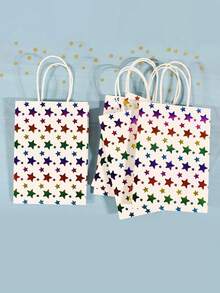 Bolsas de fiesta de colores aleatorios, bolsa de regalo con asas, bolsa de papel kraft para compras, suministros de cumpleaños, bolsa de caramelos y regalos, bolsa de obsequios, bolsa reutilizable para supermercado, bolsa de papel para llevar, bolsa de caramelos de Halloween, bolsa de regalo de Navidad - Multicolor - Ver 3