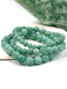 1pc Vintage Natural Jade Elastic Rope Bracelet, Blessing Wristband, Suitable For Daily Wear - Green - View 3