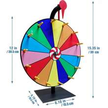 Rueda giratoria de premios de 12 pulgadas con soporte resistente y giratorio de 14 ranuras de colores para mesas - Perfecta para carnavales, ferias comerciales, juegos de fortuna, regalos de juegos