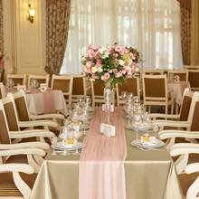 1入組純色牛津布桌布，適用於廚房、餐廳和客廳桌子裝飾，適用於婚禮、生日、派對和宴會 - 香檳色 - 查看 4