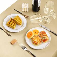 1入組純色牛津布桌布，適用於廚房、餐廳和客廳桌子裝飾，適用於婚禮、生日、派對和宴會 - 香檳色 - 查看 3