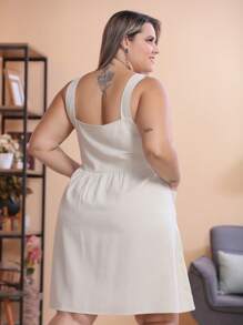 Plus Size Dresses - Beige - View 5