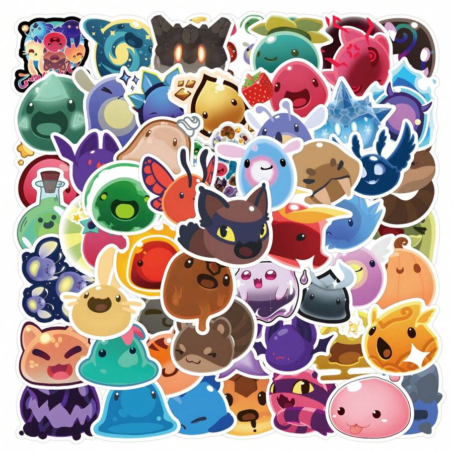 60pcs Slime Rancher Stickers, Cartoon Cute Game Waterproof Vinyl Decals, Suitable For Water Bottles, Laptops, Phones, Skateboards, Guitars, Luggages, Scrapbooks, Hard Hats, Cutomizing Children, Teens And Adult Party Supplies - Multicolor - View 1