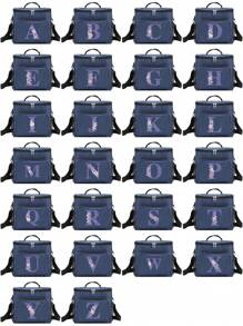 保温午餐盒袋单肩帆布袋热午餐盒首字母名称 A 到 Z 紫色字母花朵印花大容量手提包女士便携式工作食品储存手提包办公室冷藏箱学校野餐露营旅行午餐袋午餐袋女士教师返校冷藏袋教室便当厨房保温午餐袋女士女士学校用品配件学校包学校配件学校用品 - 藍色 - 查看 2