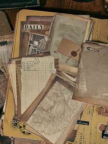 1 Libro, 15 imágenes, 2 hojas por imagen / 30 hojas en total, Papel de material de letras retro para decoración de bricolaje para cuadernos, Serie de cartas de la Edad Media - Multicolor - Ver 4