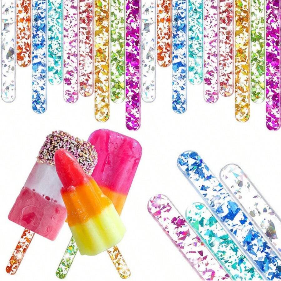 Popsicle Stick DIY Acrylic Jelly-Colored Cake Ice Cream Stick Ice Craft Ice Stick Mold - Blue - View 1