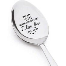 1pc, To My Son Spoon, Daughter I Love You Inspirational Gift Spoon, Mother Gift Idea For Son, Daughter, Stocking Stuff Gifts, Party Spoon, Party Gifts - Silver - View 1