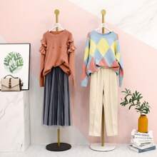 Floor-Standing Garment Rack For Window Display Of Clothing Store, With Sample Display Clothing And Display Hooks For Women's Clothing - Multicolor - View 7