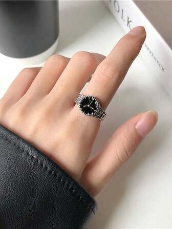 Children Watch Style Design Ring, Vintage Dial Personalized Index Finger Ring For Boys And Girls