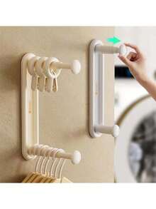 1pc Multicolor Retractable Multiple Function Clothes Hanger Storage Organizer, Wall-Mounted Clothes Rack Storaging Artifact For Balcony, No-Drilling Wall-Mounted Storage Rack - Multicolor - View 8