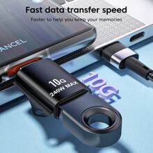 NNBILI 3入組10A OTG USB 3.0 轉 Type C 轉接器 USB C 男轉 USB 女快速充電轉換器，相容於 iPhone 15、 MacBook、小米等設備 - 黑色 - 查看 3