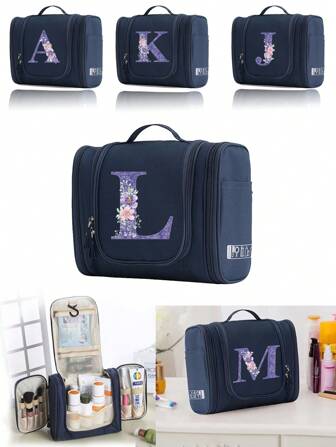 Wash Bag Makeup Bags Women's Travel Waterproof Storage Tote Bag Large Capacity Cosmetic Bag Purple Flower Print Organizer Hook Beauty Toiletry Pack Handbag Toiletry Bags Summer Travel Essentials For Beach Vacation Holiday School Supplies Dorm Essentials Back To School