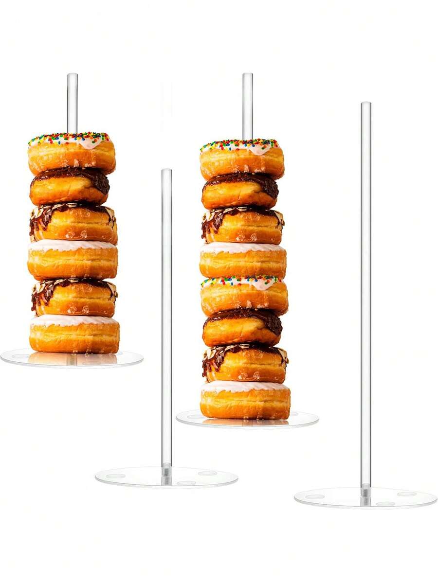 1pc Transparent Acrylic Ring-Shaped Donut Stand, Birthday/Party/Wedding Food Display Rack - Transparent - View 1