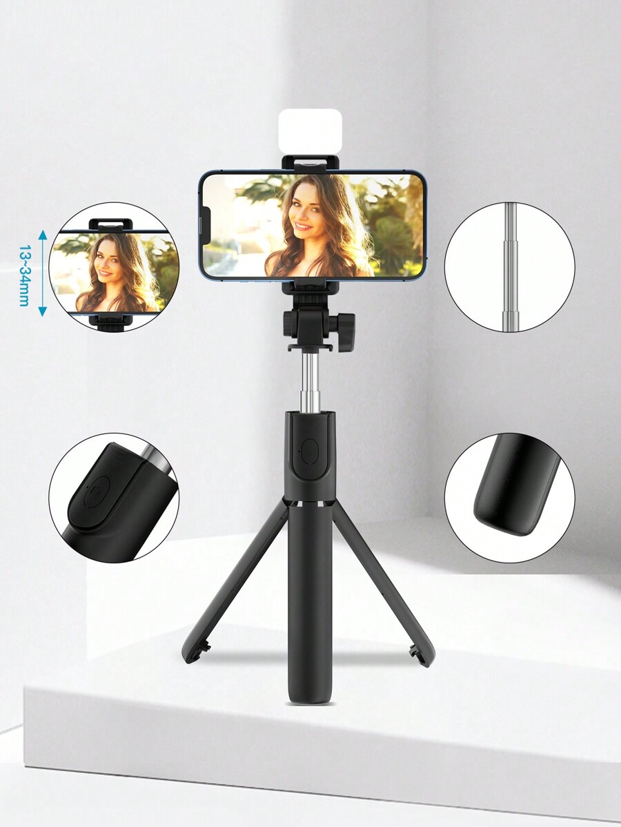 Palo de selfie Bluetooth soporte de trípode extensible con control remoto inalámbrico y luz