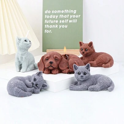 Cute Cat And Dog Animal Silicone Mold For DIY Aromatherapy Candle, Decoration, Cat And Dog Resin Gypsum Mold