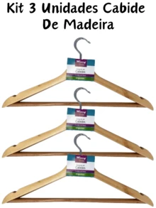 Kit 3 Units Ivory Wooden Hanger Atelie Clothes Organizer Reinforced With Varnish - Màu be - Xem 3