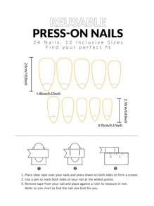 24pcs Long Almond Shaped Small Flower False Nails Set With 1pc Nail File And 1pc Jelly Glue Press On Nails Nail Supplies - Multicolor - View 4