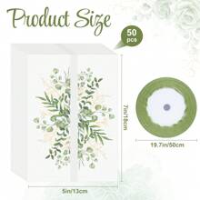 Set de 50 tarjetas de invitación de boda con diseño de eucalipto impreso, con cinta de seda, de 18 * 13 cm, adecuado para bodas, fiestas, exhibición de regalos, embalaje de regalos de cumpleaños, Navidad