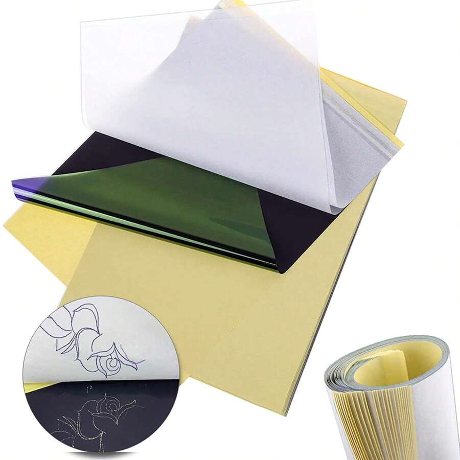 10 Sheets Tattoo Transfer Paper 4-Layer Thermal Template Paper A4 Size Tattoo Tracing Paper Suitable For Tattoo Transfer Printer Set - Apricot - View 1