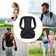 1 pieza Soporte lumbar ajustable para yoga, ayuda a mejorar la postura, disponible en múltiples tallas (Negro) - Negro - Ver 7