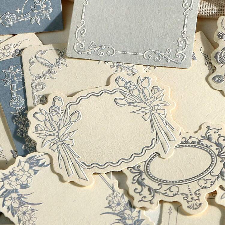 30 Sheets Retro Relief Letterpress Specialty Paper Thick Notepad Paper With Lace And Bow Design For Ins Simple Style Journal Decoration Or Writing Cards,School Supplies,Back To School - Multicolor - View 5