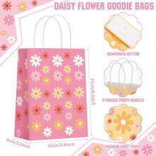 24 Pieces Daisy Flower Gift Bags Bulk Boho Daisy Party Favors Bags Daisy Goodie Treat Candy Bags With Handles For Wedding Retro Birthday Spring Party Decorations Supplies Groovy Gift Bags Party Favors Valentine Day