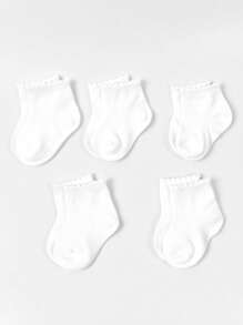 5 أزواج من جوارب الأطفال ذات اللون الصلب، مناسبة للاستخدام اليومي