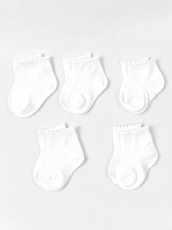 5 أزواج من جوارب الأطفال ذات اللون الصلب، مناسبة للاستخدام اليومي