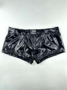 JOCKMAIL 1 件装男士 Spectrum 平角内裤 舞台反光人造革男士内裤 - 黑色 - 查看 3